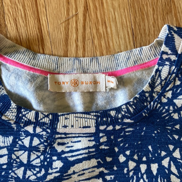 Tory Burch Blue Baltic Sea Dream Catcher Print Crewneck Sweater size M - Picture 2 of 5